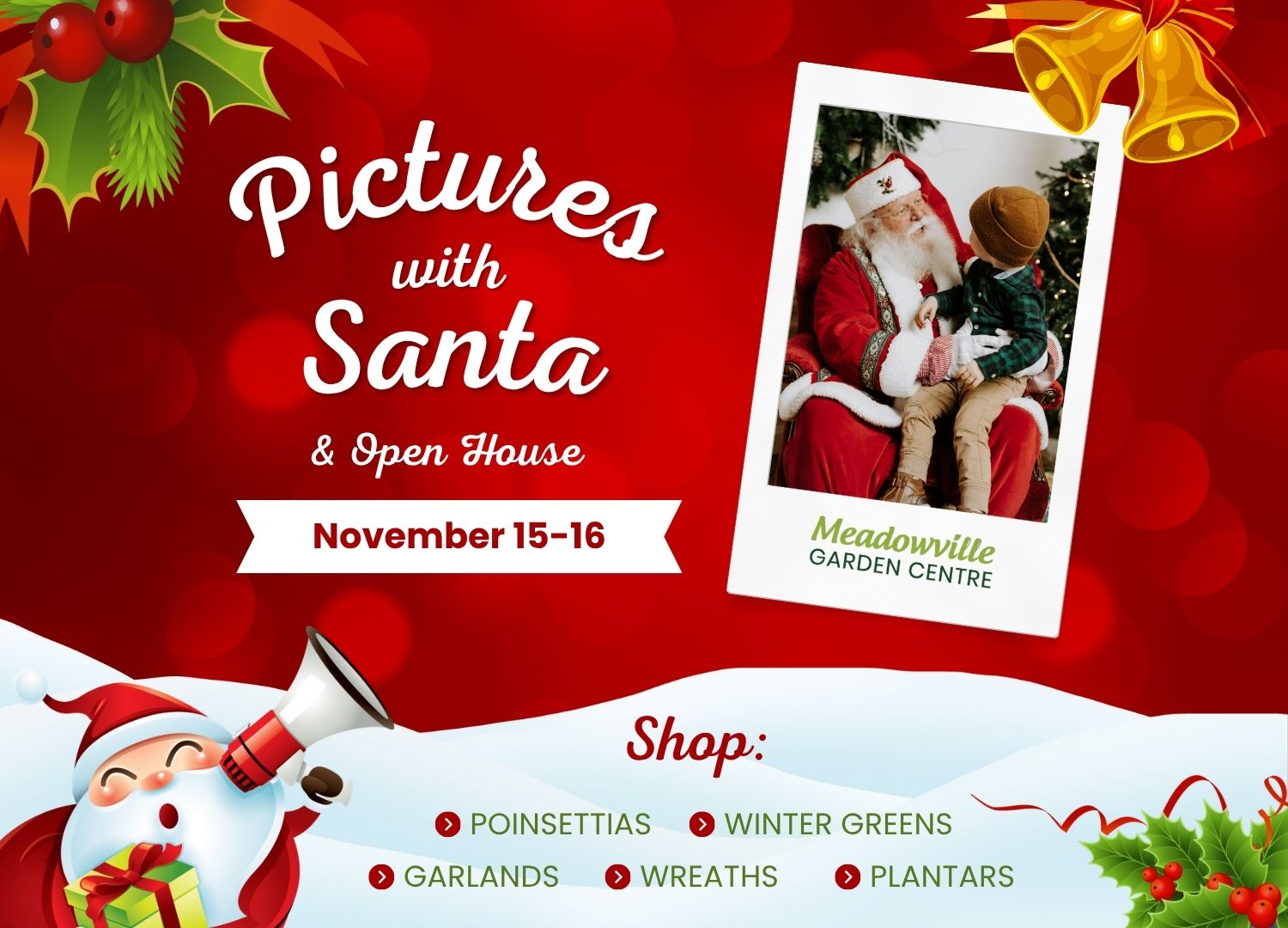 Santa Claus meeting child at holiday event poster